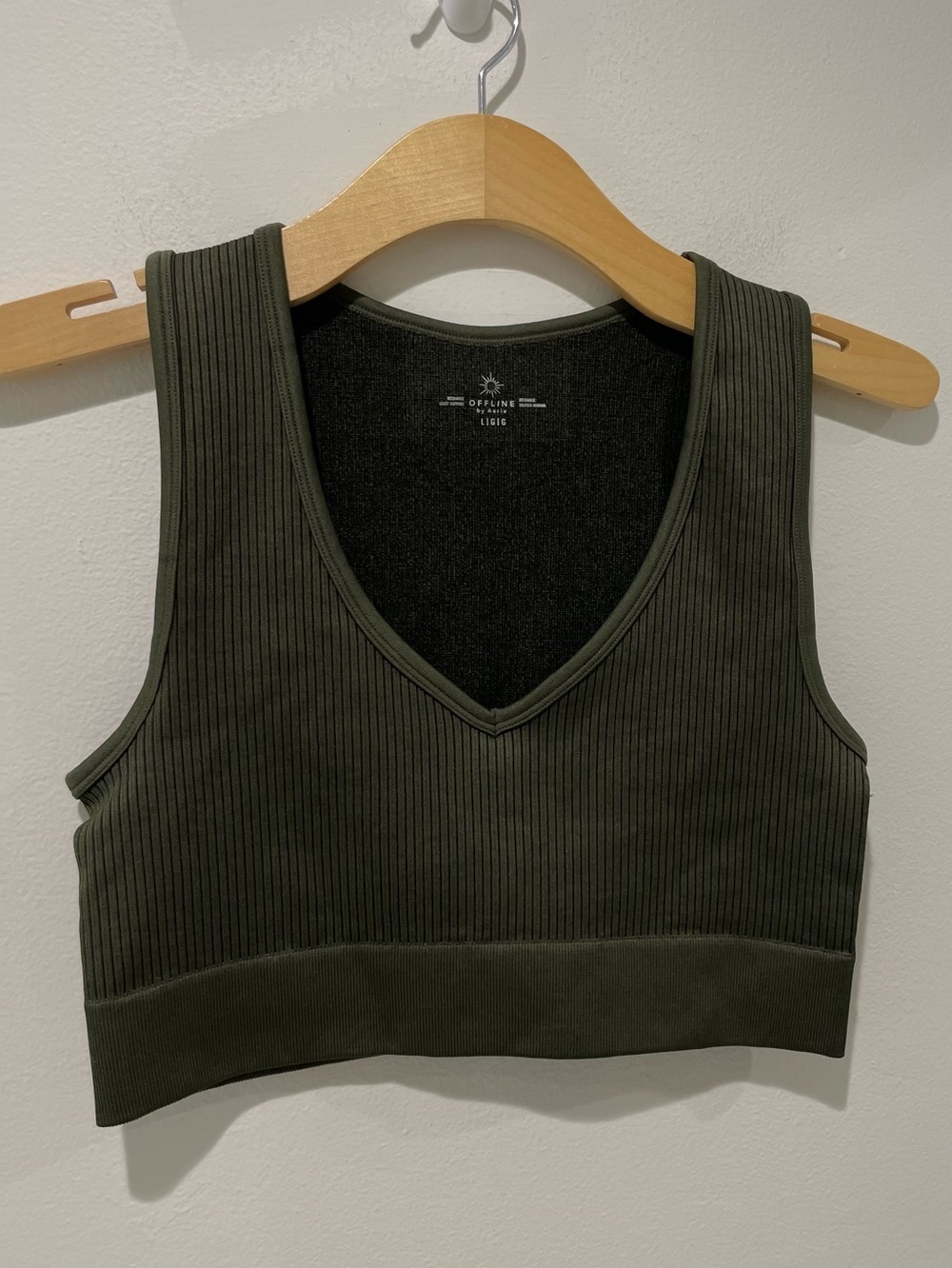 Aerie offline crop tank olive green size L ribbed recharge - Picture 5 of 5